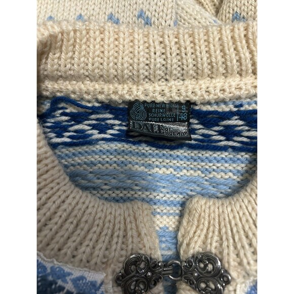 Dale of Norway Fair Isle Cardigan Sweater Blue White Women S Nordic Metal Clasps - Picture 5 of 6